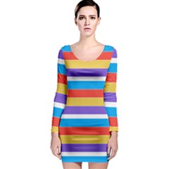 Stripes Pattern Design Lines Long Sleeve Bodycon Dress