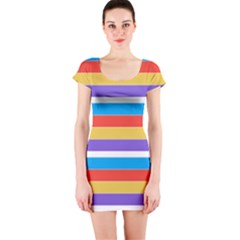 Stripes Pattern Design Lines Short Sleeve Bodycon Dress