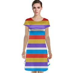 Stripes Pattern Design Lines Cap Sleeve Nightdress