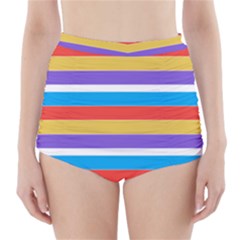 Stripes Pattern Design Lines High-waisted Bikini Bottoms