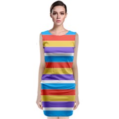 Stripes Pattern Design Lines Sleeveless Velvet Midi Dress