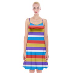 Stripes Pattern Design Lines Spaghetti Strap Velvet Dress