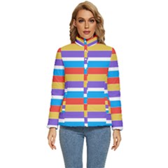 Stripes Pattern Design Lines Women s Puffer Bubble Jacket Coat