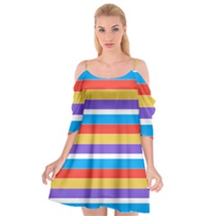 Stripes Pattern Design Lines Cutout Spaghetti Strap Chiffon Dress