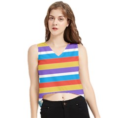 Stripes Pattern Design Lines V-neck Cropped Tank Top