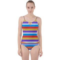 Stripes Pattern Design Lines Cut Out Top Tankini Set