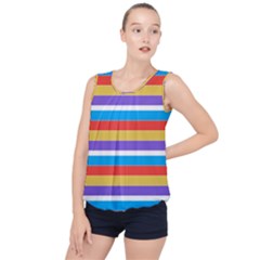 Stripes Pattern Design Lines Bubble Hem Chiffon Tank Top