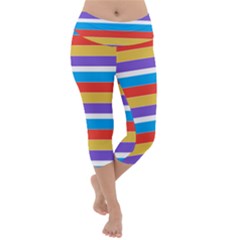 Stripes Pattern Design Lines Lightweight Velour Capri Yoga Leggings