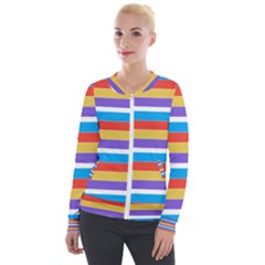 Stripes Pattern Design Lines Velvet Zip Up Jacket