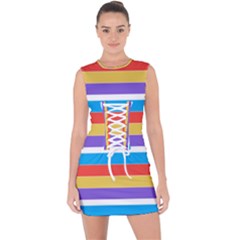 Stripes Pattern Design Lines Lace Up Front Bodycon Dress