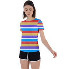 Stripes Pattern Design Lines Back Circle Cutout Sports T-shirt