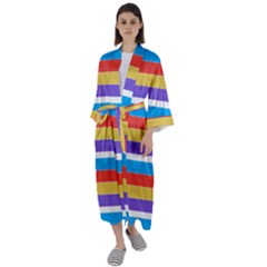 Stripes Pattern Design Lines Maxi Satin Kimono