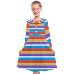 Stripes Pattern Design Lines Kids  Midi Sailor Dress