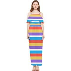 Stripes Pattern Design Lines Draped Sleeveless Chiffon Jumpsuit