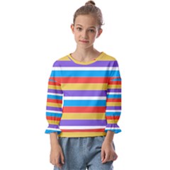 Stripes Pattern Design Lines Kids  Cuff Sleeve Top