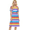 Stripes Pattern Design Lines Button Top Knee Length Dress View1