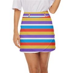 Stripes Pattern Design Lines Mini Front Wrap Skirt by Maspions