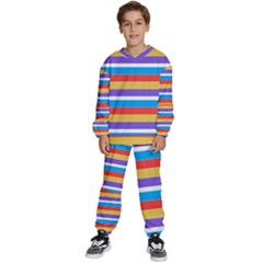 Stripes Pattern Design Lines Kids  Sweatshirt Set