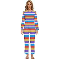 Stripes Pattern Design Lines Womens  Long Sleeve Lightweight Pajamas Set