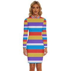 Stripes Pattern Design Lines Long Sleeve Shirt Collar Bodycon Dress