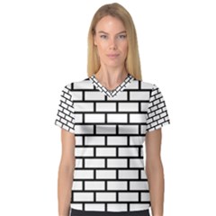 Bricks Wall Pattern Seamless V-neck Sport Mesh T-shirt