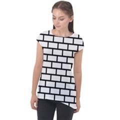 Bricks Wall Pattern Seamless Cap Sleeve High Low Top