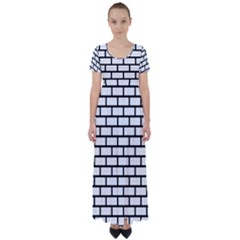 Bricks Wall Pattern Seamless High Waist Short Sleeve Maxi Dress by Maspions