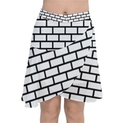 Bricks Wall Pattern Seamless Chiffon Wrap Front Skirt