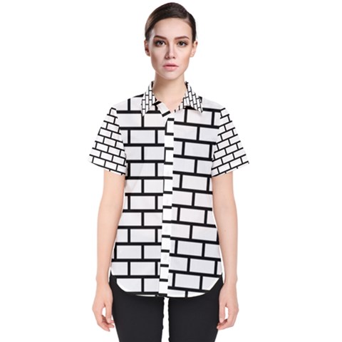 Bricks Wall Pattern Seamless Women s Short Sleeve Shirt by Maspions