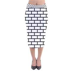 Bricks Wall Pattern Seamless Velvet Midi Pencil Skirt