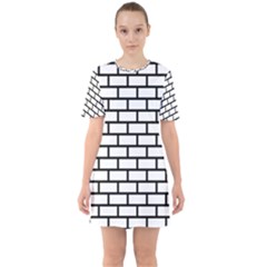 Bricks Wall Pattern Seamless Sixties Short Sleeve Mini Dress