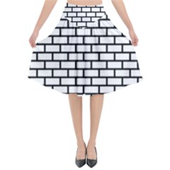 Bricks Wall Pattern Seamless Flared Midi Skirt