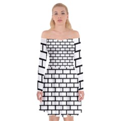 Bricks Wall Pattern Seamless Off Shoulder Skater Dress