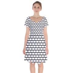 Bricks Wall Pattern Seamless Short Sleeve Bardot Dress