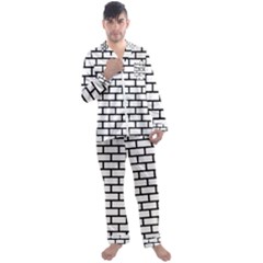 Bricks Wall Pattern Seamless Men s Long Sleeve Satin Pajamas Set by Maspions