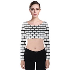 Bricks Wall Pattern Seamless Velvet Long Sleeve Crop Top