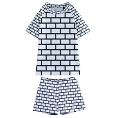 Bricks Wall Pattern Seamless Kids  Swim T-shirt And Shorts Set