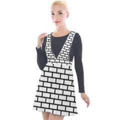 Bricks Wall Pattern Seamless Plunge Pinafore Velour Dress