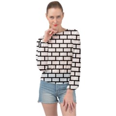 Bricks Wall Pattern Seamless Banded Bottom Chiffon Top