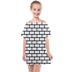 Bricks Wall Pattern Seamless Kids  One Piece Chiffon Dress