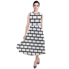 Bricks Wall Pattern Seamless Round Neck Boho Dress