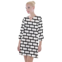 Bricks Wall Pattern Seamless Open Neck Shift Dress