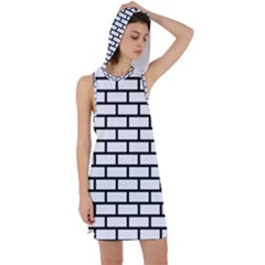 Bricks Wall Pattern Seamless Racer Back Hoodie Dress by Maspions