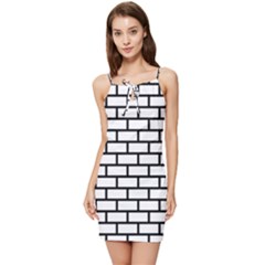 Bricks Wall Pattern Seamless Summer Tie Front Dress