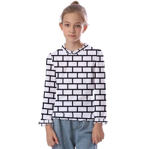 Bricks Wall Pattern Seamless Kids  Frill Detail T-shirt by Maspions