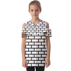 Bricks Wall Pattern Seamless Fold Over Open Sleeve Top by Maspions