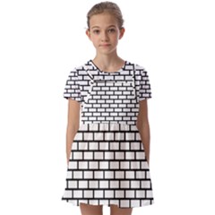 Bricks Wall Pattern Seamless Kids  Short Sleeve Pinafore Style Dress