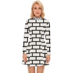 Bricks Wall Pattern Seamless Long Sleeve Velour Longline Dress