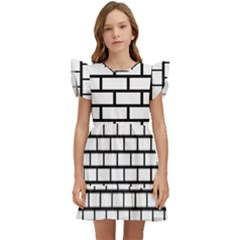 Bricks Wall Pattern Seamless Kids  Winged Sleeve Dress by Maspions