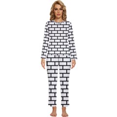 Bricks Wall Pattern Seamless Womens  Long Sleeve Lightweight Pajamas Set